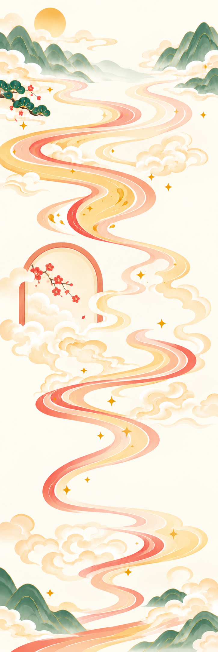奶白色云河串起三个新年场景